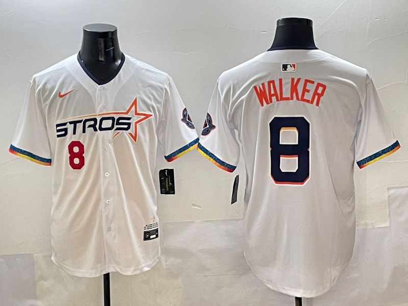 Men Houston Astros 8 Walker White Four generations Joint Name 2025 Nike MLB Jersey style 2